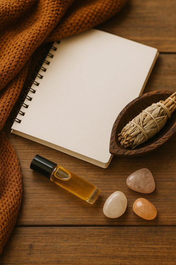 preparing for women's spiritual retreat – ritual items and journal layout